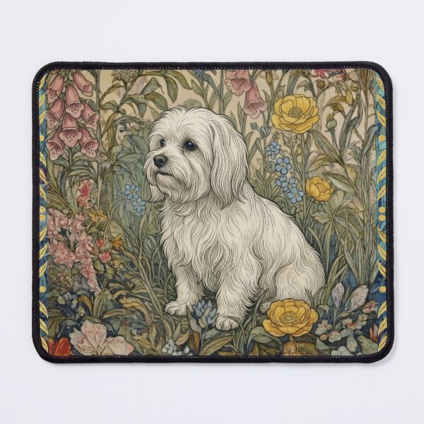 Item preview, Maltese Dog William Morris Cottagecore Floral designed and sold by AntiqueImages.