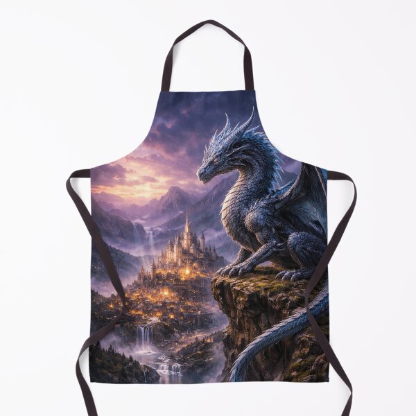 Item preview, Dragon Guardian Over Fantasy Kingdom Castle – Epic Fantasy Dragon Art designed and sold by DrakariArt.