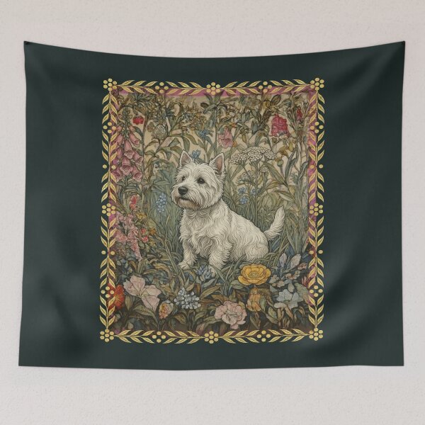 Item preview, Westie Dog in an Old Fashioned English Garden designed and sold by AntiqueImages.