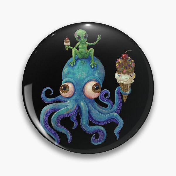 Item preview, Surreal Psychedelic Blue Octopus And Green Alien Eating Ice Cream Cones Fantasy Art designed and sold by DuneHaicna.