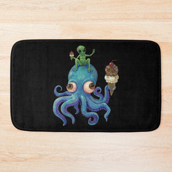 Item preview, Surreal Psychedelic Blue Octopus And Green Alien Eating Ice Cream Cones Fantasy Art designed and sold by DuneHaicna.