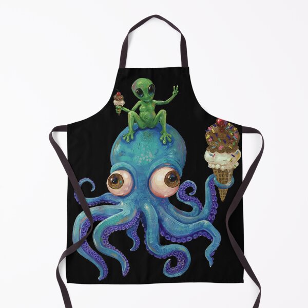 Item preview, Surreal Psychedelic Blue Octopus And Green Alien Eating Ice Cream Cones Fantasy Art designed and sold by DuneHaicna.