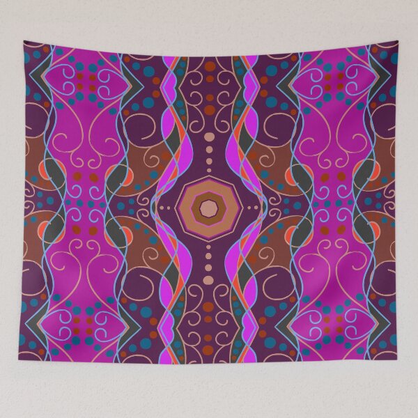 Item preview, Retro Dreamy Wave Pattern in Purple and Brown designed and sold by anamariafischer.