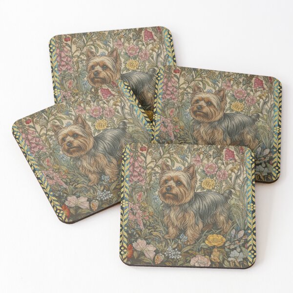 Item preview, Yorkshire Terrier Cottagecore Floral Pattern designed and sold by AntiqueImages.