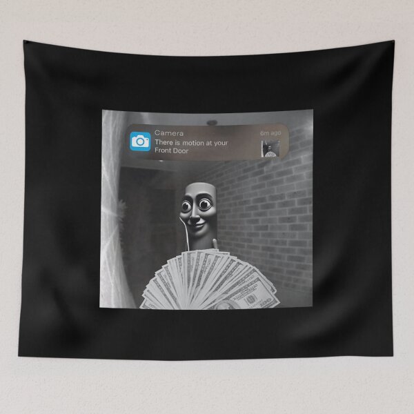 Item preview, Creepy Doorbell Camera Meme With Surreal Face Holding A Fan Of Cash designed and sold by Twindluzz.
