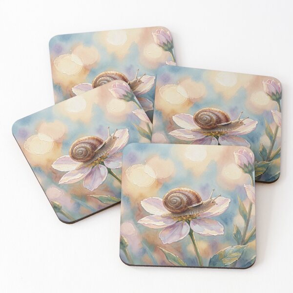 Item preview, Delicate Snail on Pink Blossom in Soft Pastel Dreamlight designed and sold by FotoworldEdel.
