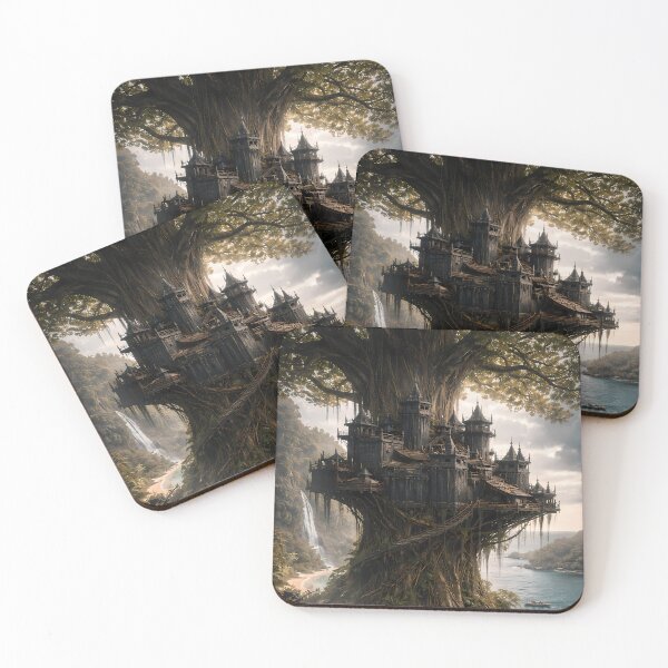 Item preview, Fantasy Treehouse Kingdom Coastal Nature Art designed and sold by KnitOfShadoF.