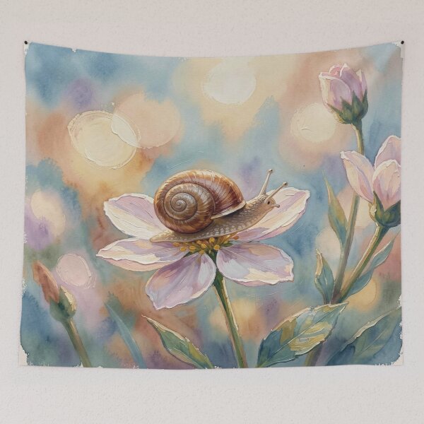 Item preview, Delicate Snail on Pink Blossom in Soft Pastel Dreamlight designed and sold by FotoworldEdel.