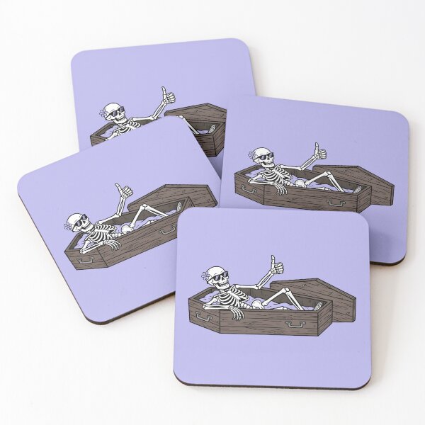Item preview, Relaxed Skeleton in Coffin Funny T-Shirt, Cool Skeleton Resting with Sunglasses, Dark Humor Chill Design designed and sold by Raw Tigers.