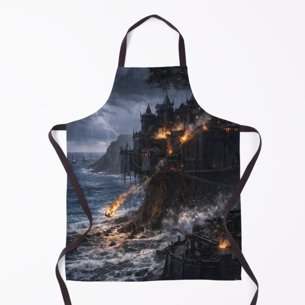 Item preview, Dark Fantasy Coastal Siege Storm Castle Art designed and sold by KnitOfShadoF.
