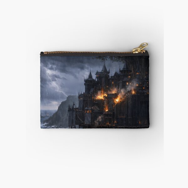 Item preview, Dark Fantasy Coastal Siege Storm Castle Art designed and sold by KnitOfShadoF.