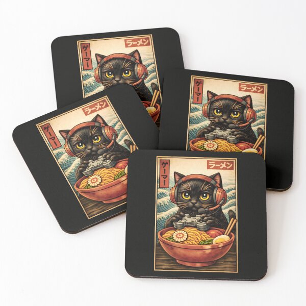 Item preview, Cat with Ramen Japanese Art Funny Cat Gifts for Men Women Kid designed and sold by gear-posters.