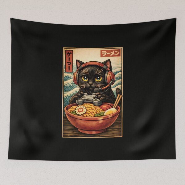 Item preview, Cat with Ramen Japanese Art Funny Cat Gifts for Men Women Kid designed and sold by gear-posters.