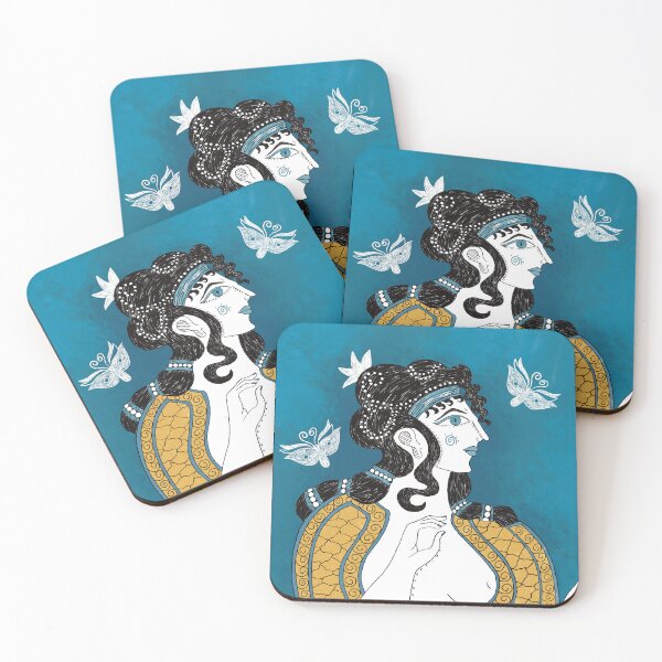 Item preview, Minoan Fresco Inspired Art – Greek Lady in Blue Portrait designed and sold by Ancient-Tales.