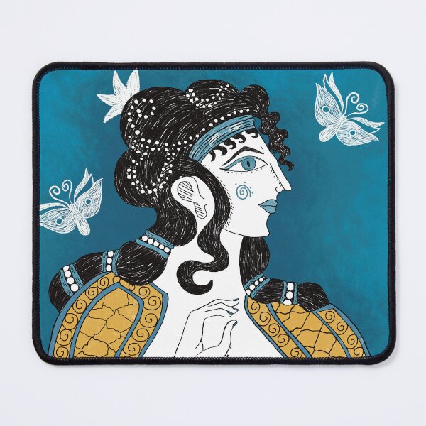 Item preview, Minoan Fresco Inspired Art – Greek Lady in Blue Portrait designed and sold by Ancient-Tales.