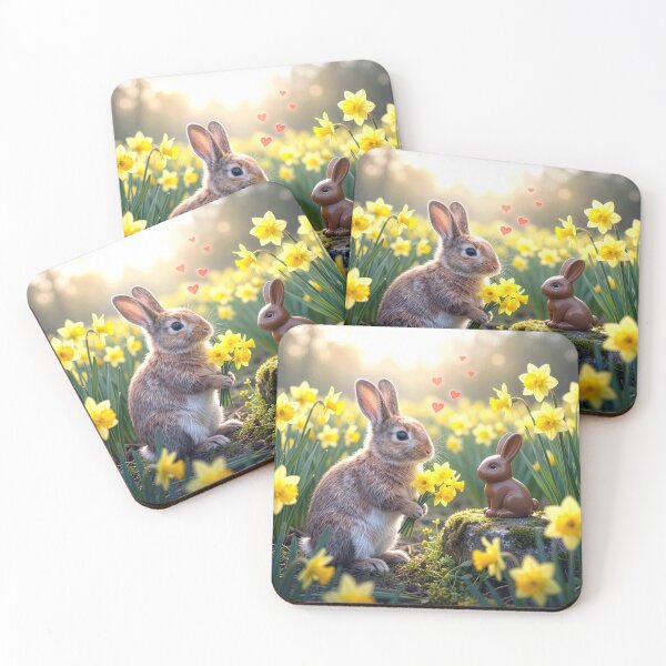 Item preview, Rabbit in Love with a Chocolate Easter Bunny designed and sold by Maria Dryfhout.