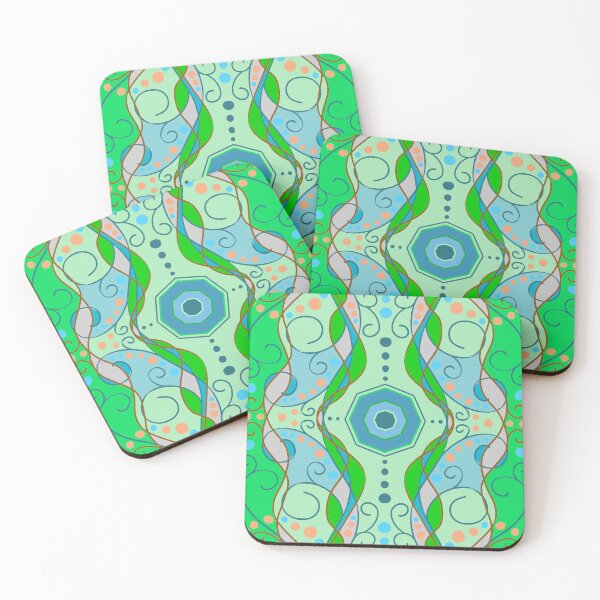 Item preview, Retro Dreamy Wave Pattern in Green and Blue designed and sold by anamariafischer.