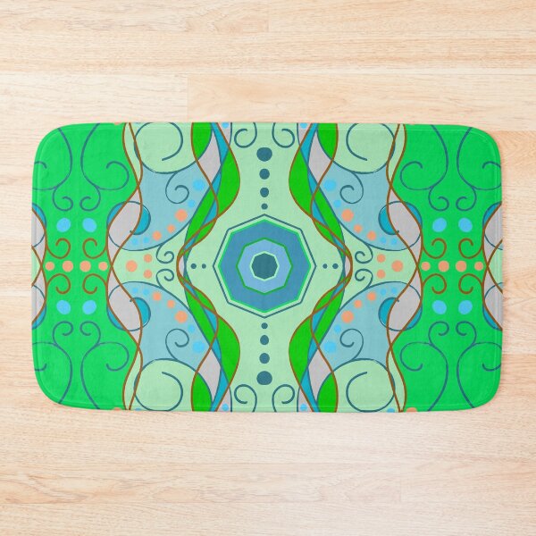 Item preview, Retro Dreamy Wave Pattern in Green and Blue designed and sold by anamariafischer.