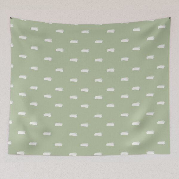 Item preview, White Minimalist Dashes on Sage Green designed and sold by KSimpson838.