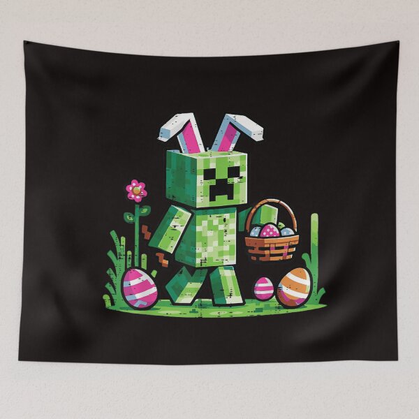 Item preview, Block Game Monster Easter Bunny Character with Eggs designed and sold by randomslife.