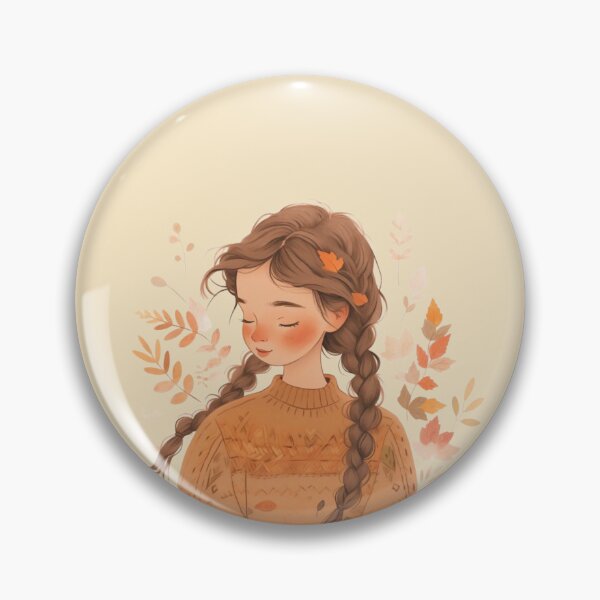 Item preview, Autumn Girl with Braids designed and sold by MayflowerandIvy.