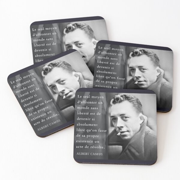 Item preview, Albert Camus portrait and quote: Le seul moyen d'affronter un monde sans designed and sold by artbleed.