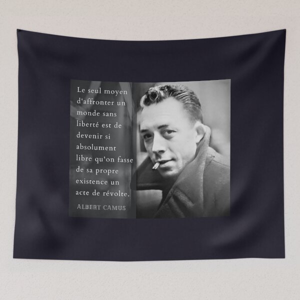 Item preview, Albert Camus portrait and quote: Le seul moyen d'affronter un monde sans designed and sold by artbleed.