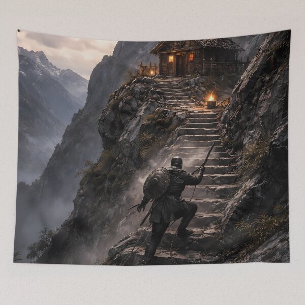Item preview, Fantasy Warrior Mountain Cabin Quest Scene designed and sold by KnitOfShadoF.