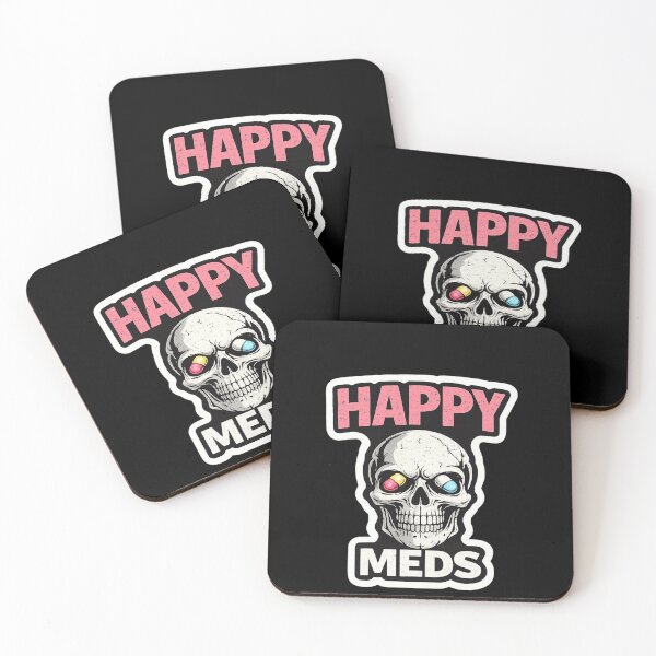 Item preview, Happy Meds Skull Funny Mental Health Sticker Dark Humor Anxiety Meme designed and sold by VibeOffline Studio.