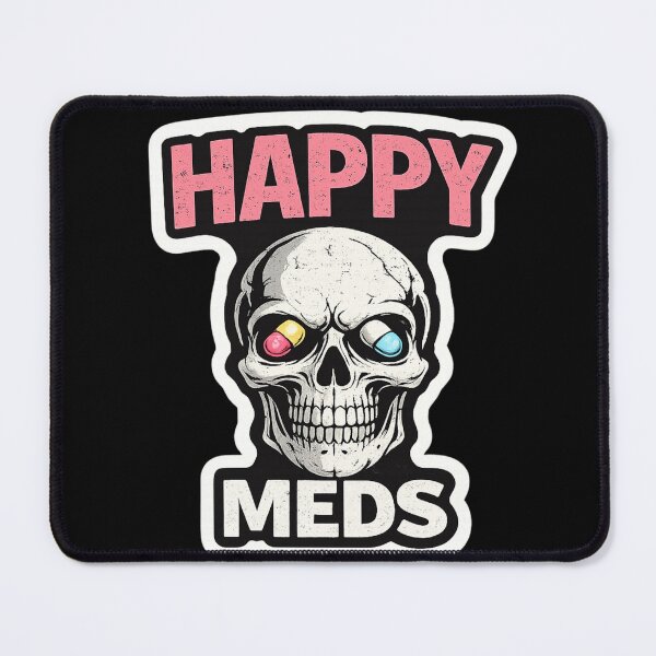 Item preview, Happy Meds Skull Funny Mental Health Sticker Dark Humor Anxiety Meme designed and sold by VibeOffline Studio.