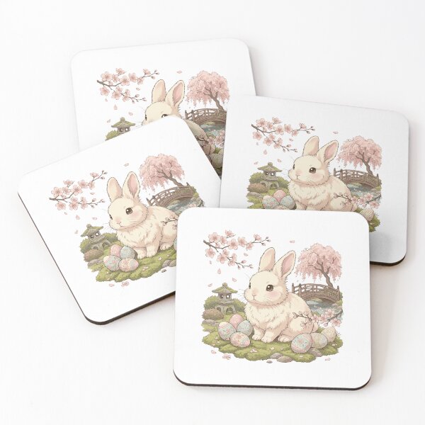 Item preview, Vintage Anime Rabbit Japanese Garden Easter Bunny Cute Kawaii Art designed and sold by sinkedink.