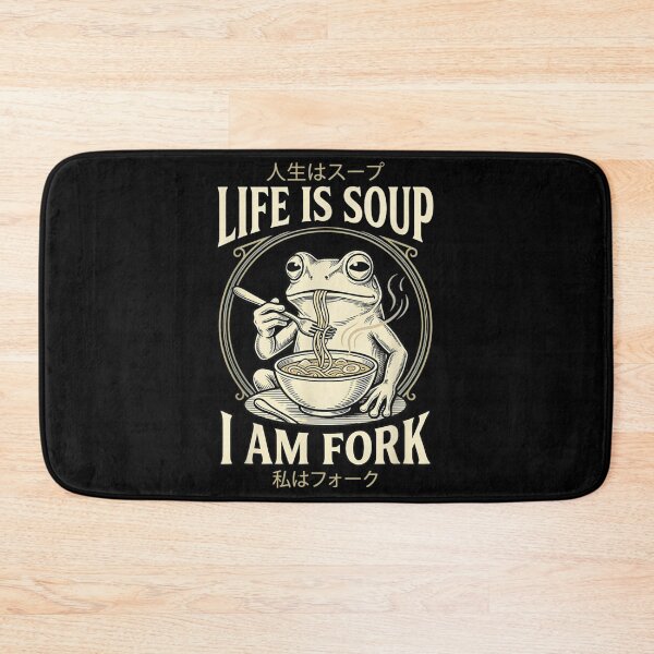 Item preview, Vintage Japanese Aesthetic Frog Eating Ramen Noodles Life Is Soup I Am Fork designed and sold by DienesAngele.
