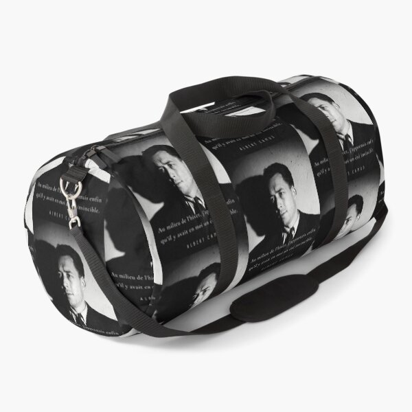 Item preview, Albert Camus black and white portrait and quote: Au milieu de l'hiver, j'apprenais enfin designed and sold by artbleed.