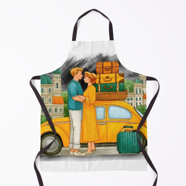 Item preview, Vintage Travel Couple Illustration, Romantic Road Trip Art, Retro Car Travel, European Vacation Love, Wanderlust Couple Painting designed and sold by ChenEngEng.