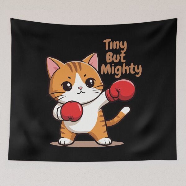 Item preview, Tiny But Mighty Boxing Cat - Cute Ginger Kitten Motivation Art designed and sold by OuSfian1.