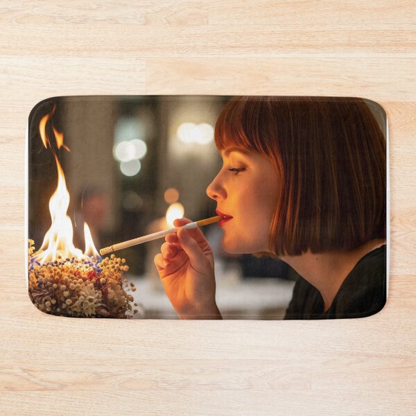 Item preview, Elegant Woman Lighting Cigarette from blazing table display. designed and sold by Spark2Seduction.