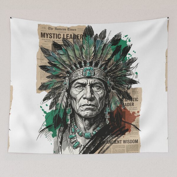 Item preview, Aztec Shaman Mystic Warrior Portrait Collage designed and sold by TaruHonu.