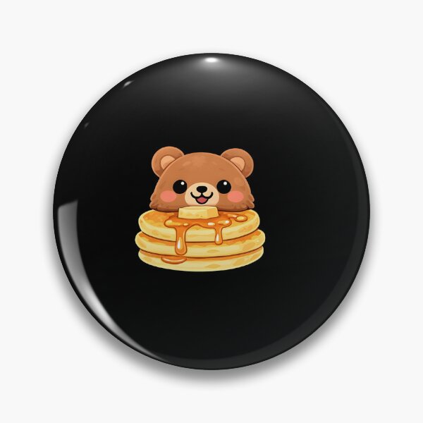 Item preview, Kawaii Brown Bear Napping on Pancakes - Cute Chibi Teddy Bear Breakfast Art designed and sold by Trendora90.