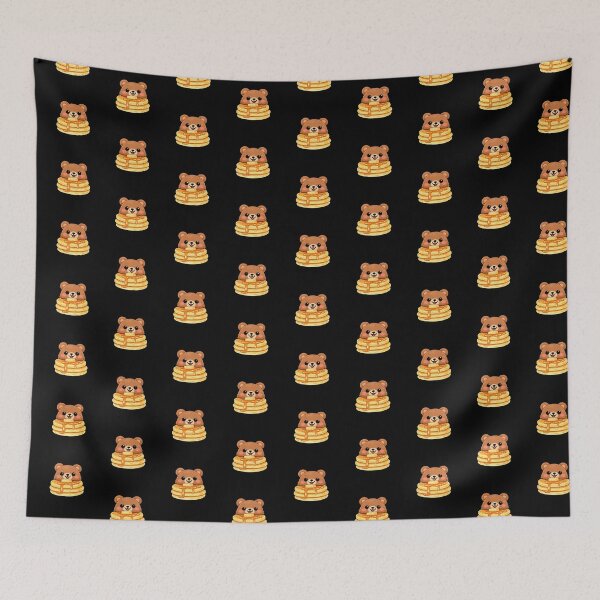 Item preview, Kawaii Brown Bear Napping on Pancakes - Cute Chibi Teddy Bear Breakfast Art designed and sold by Trendora90.