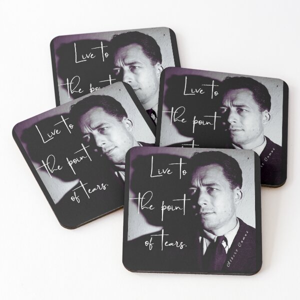 Item preview, Albert Camus black and white portrait and quote: Live to the point of tears designed and sold by artbleed.
