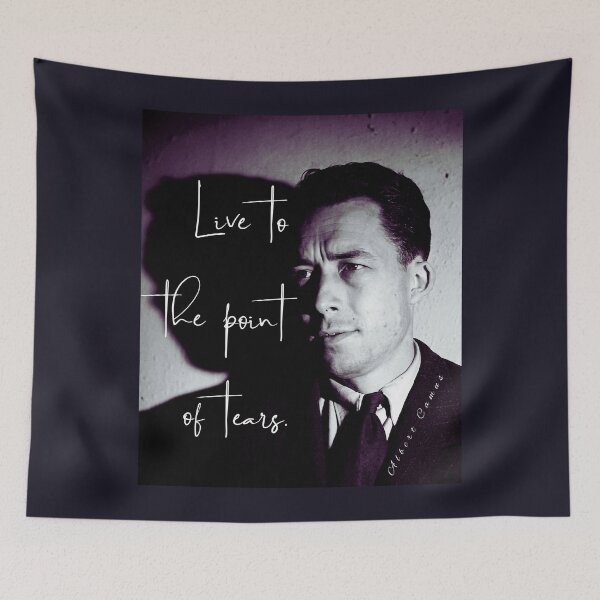 Item preview, Albert Camus black and white portrait and quote: Live to the point of tears designed and sold by artbleed.