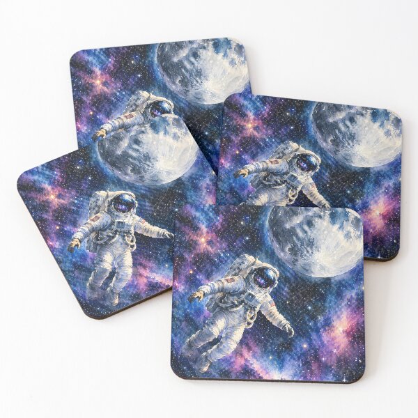 Item preview, Astronaut Floating in Galaxy Moon Scene designed and sold by inspired-works.