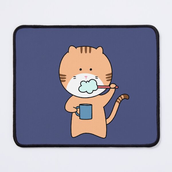 Item preview, Cute Ginger Cat Brushing Teeth with Mug - Kawaii Hand-Drawn Illustration designed and sold by ubborn.