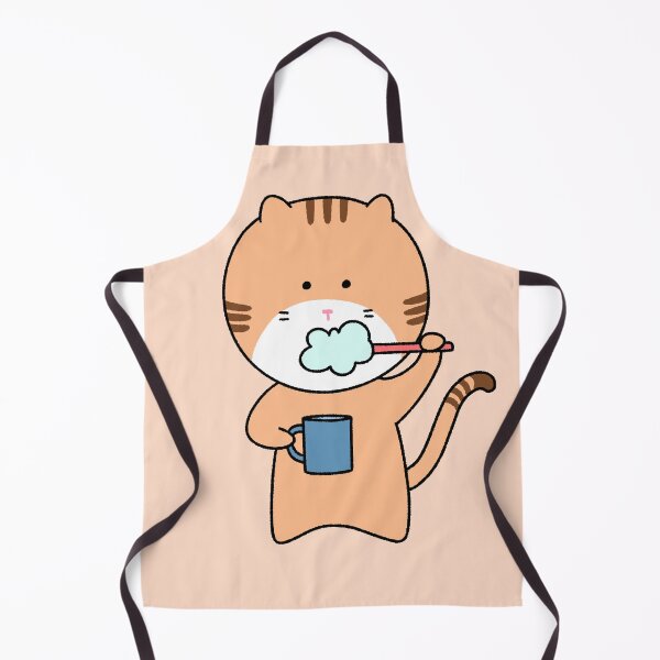 Item preview, Cute Ginger Cat Brushing Teeth with Mug - Kawaii Hand-Drawn Illustration designed and sold by ubborn.