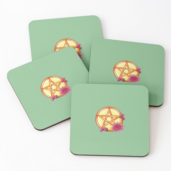 Item preview, Floral Pentacle Golden Pink designed and sold by Miidnightmosss.