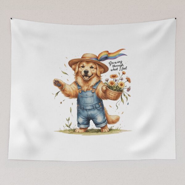 Item preview, Growing Through What I Feel Cute Vintage Dog Subtle Pride Rainbow designed and sold by AQUILAKREO.