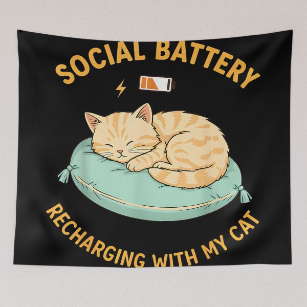 Item preview, Social Battery Recharging with My Cat Cute Cat designed and sold by JohnVBurks.