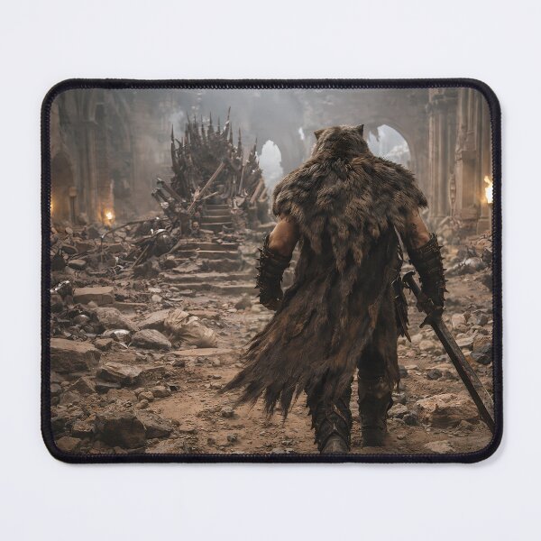 Item preview, Dark Fantasy Warrior Throne Ruins Scene Art designed and sold by KnitOfShadoF.