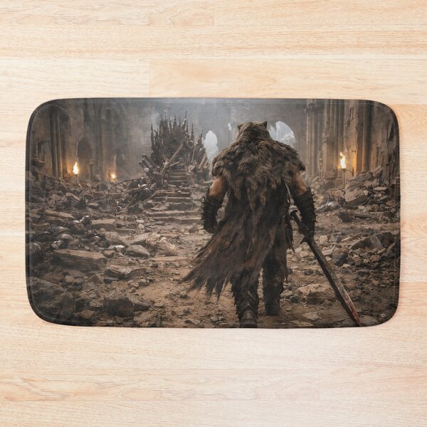 Item preview, Dark Fantasy Warrior Throne Ruins Scene Art designed and sold by KnitOfShadoF.