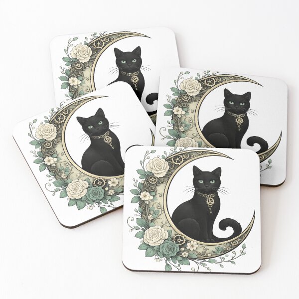 Item preview, Minimalist Gothic Style Steampunk Black Cat designed and sold by scicilysimonee.